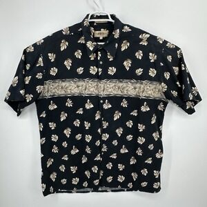 Campia Moda Hawaiian Mens Shirt Size XXL Tropical Leaf Black Vacation Resort